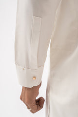 White Textured Kameez Shalwar