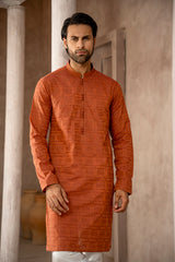 Burnt Orange Schiffli Kurta Pajama