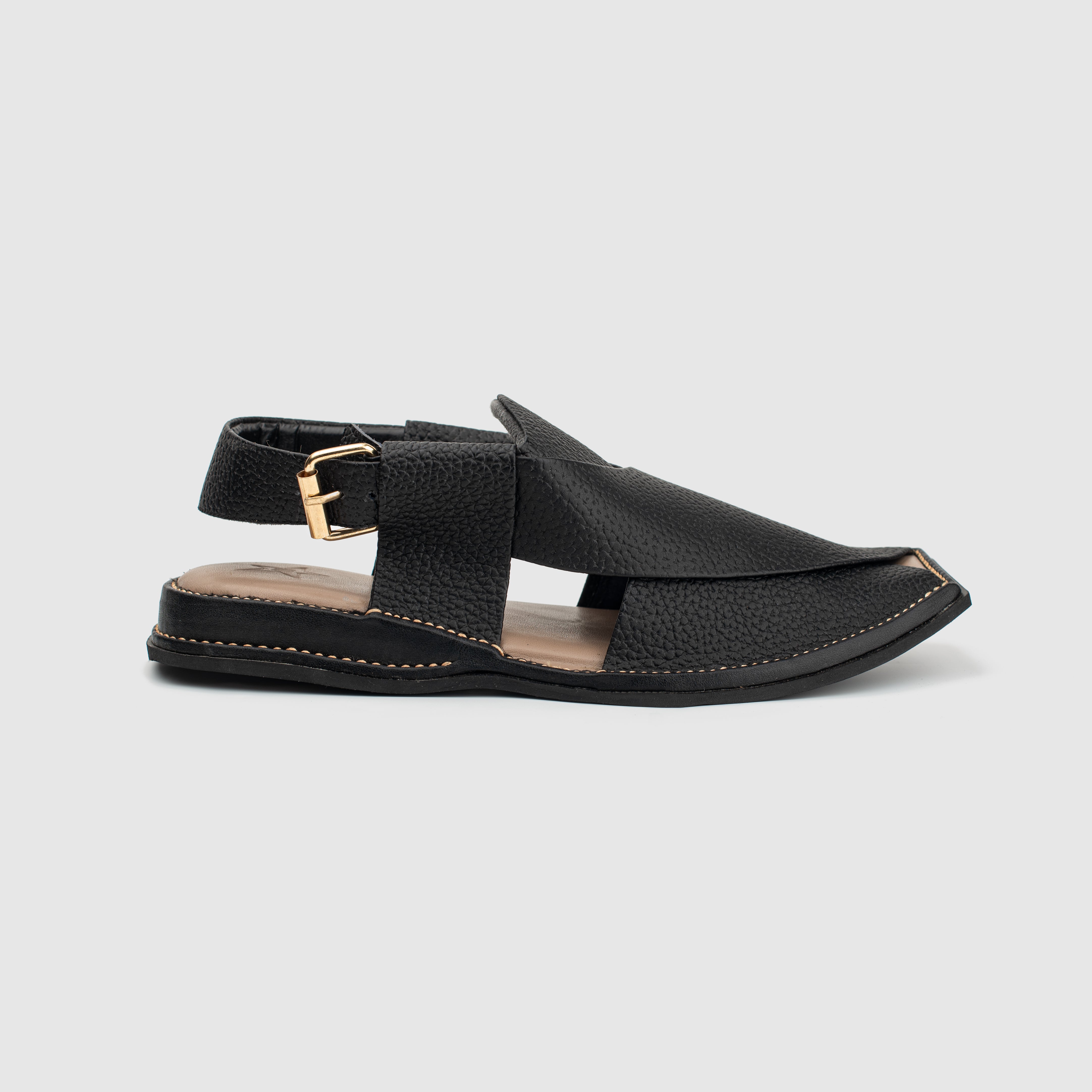 Black and Gold Textured Peshawari Sandal