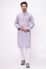 Medium Blue and White Striped Cotton Kurta Pajama