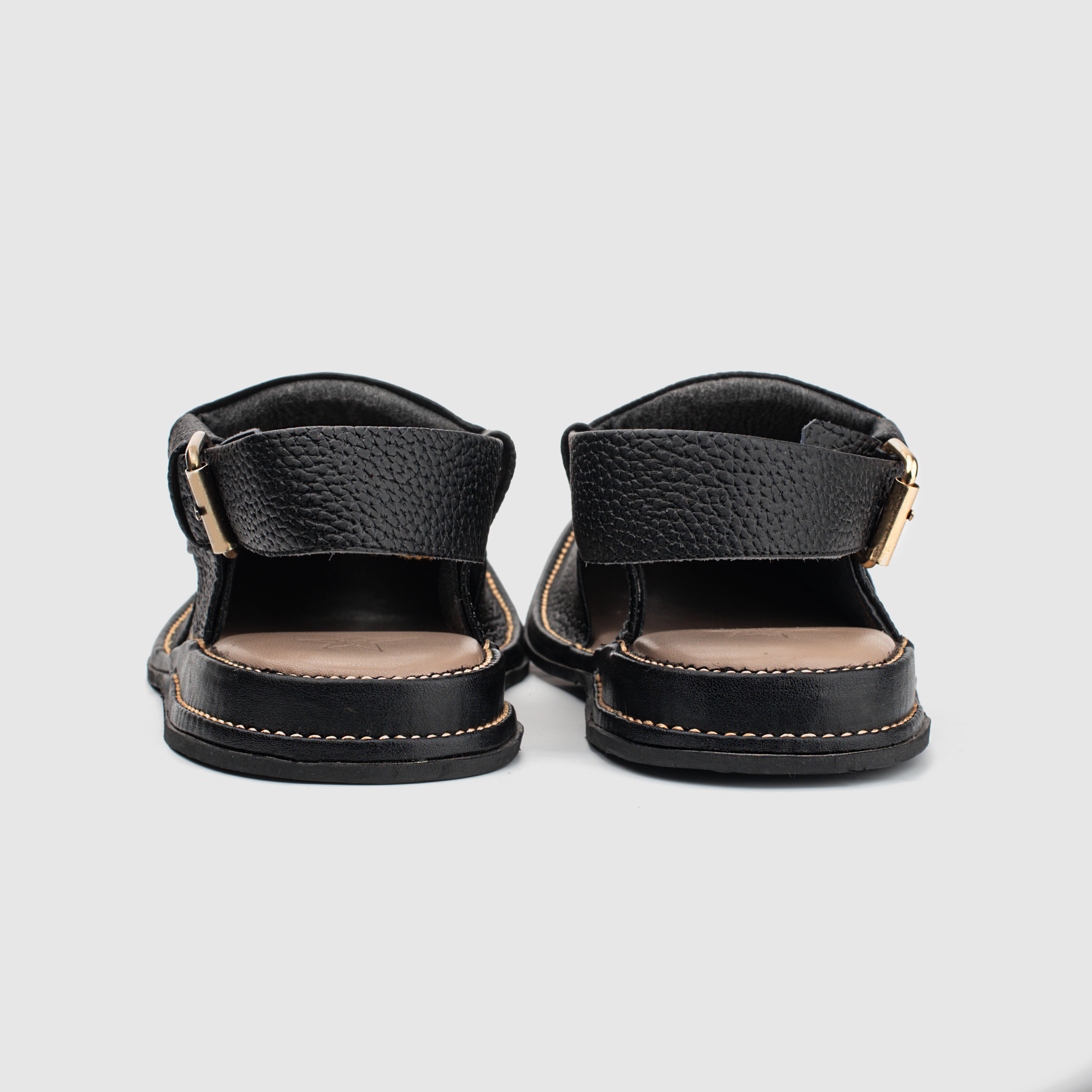 Black and Gold Textured Peshawari Sandal