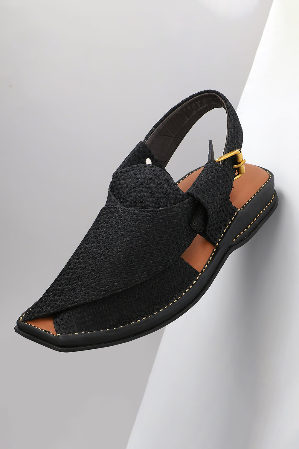 BLACK JACQUARD PESHAWARI CHAPPALS