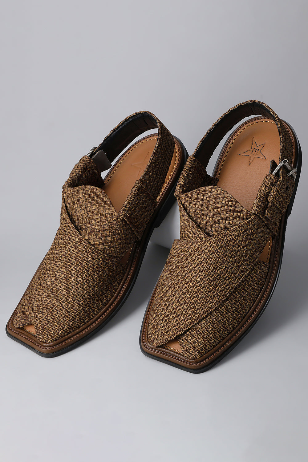 CLASSIC BROWN JACQUARD PESHAWARI CHAPPALS