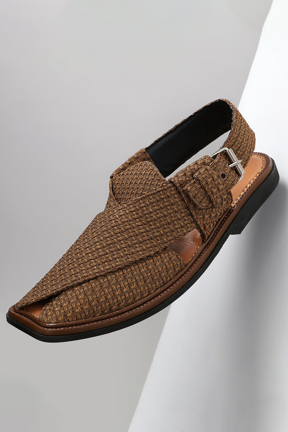 CLASSIC BROWN JACQUARD PESHAWARI CHAPPALS