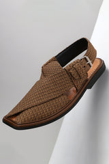 CLASSIC BROWN JACQUARD PESHAWARI CHAPPALS