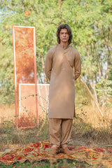 Beige Embroidered Kameez Shalwar