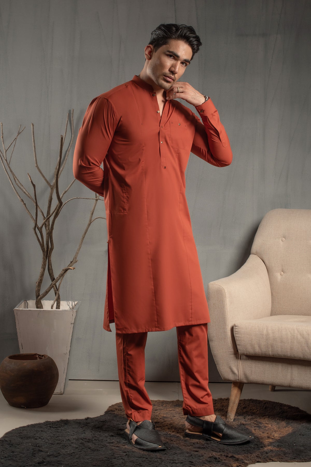 BURNT ORANGE KURTA PAJAMA