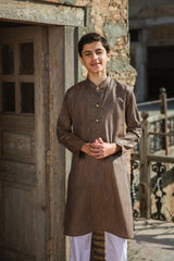 BROWN YARN DYED KURTA PAJAMA