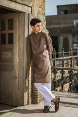 BROWN YARN DYED KURTA PAJAMA