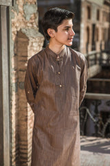 BROWN YARN DYED KURTA PAJAMA