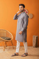 YARN DYED GRAY KURTA PAJAMA