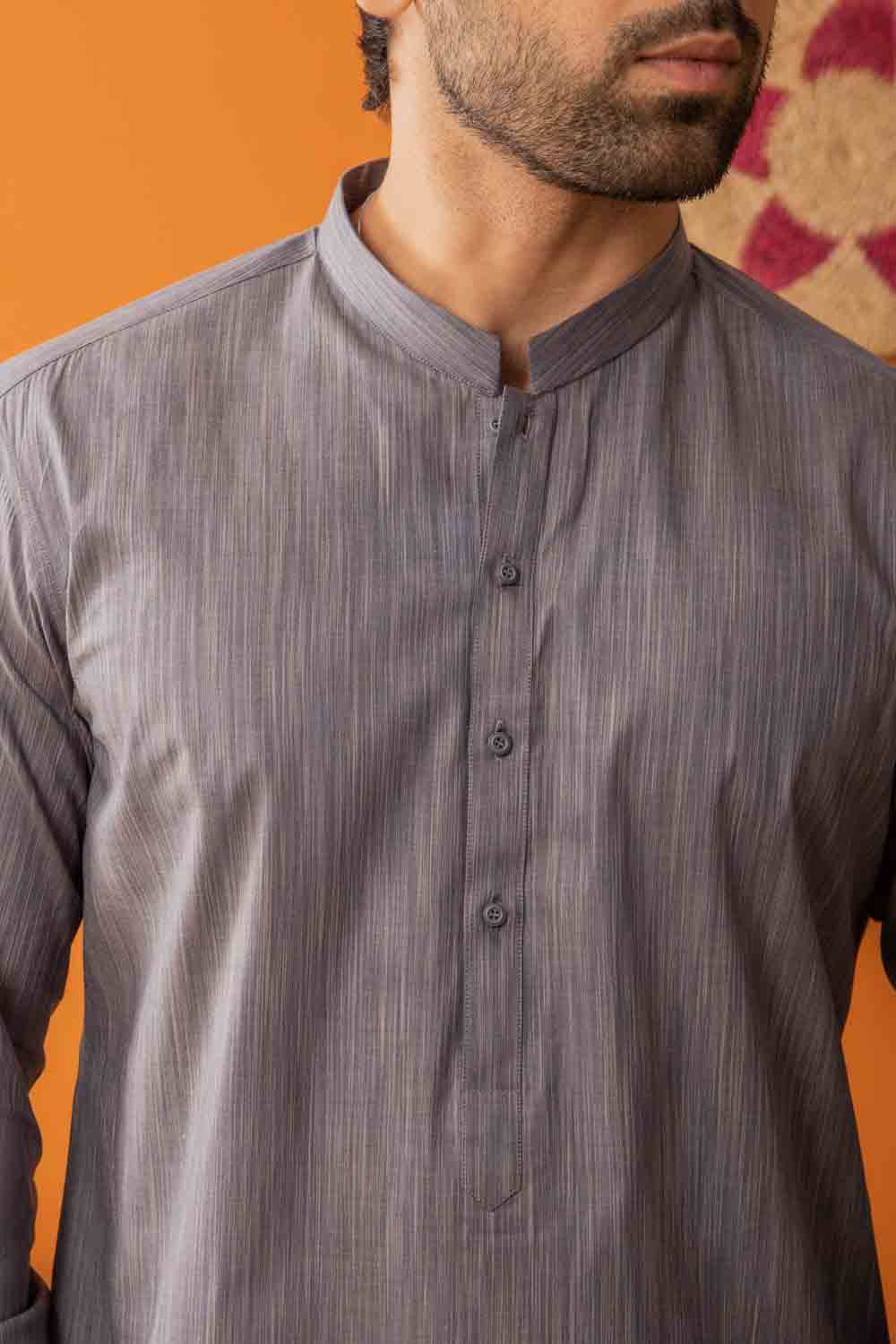 YARN DYED GRAY KURTA PAJAMA