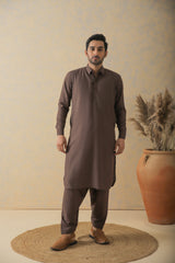 Dark Brown Two-Tone Kameez Shalwar