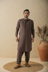 Dark Brown Two-Tone Kameez Shalwar