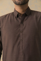 Dark Brown Two-Tone Kameez Shalwar