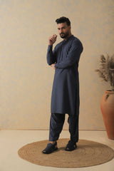 Royal Blue Two-Tone Kameez Shalwar