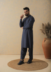 Royal Blue Two-Tone Kameez Shalwar