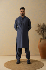 Royal Blue Two-Tone Kameez Shalwar