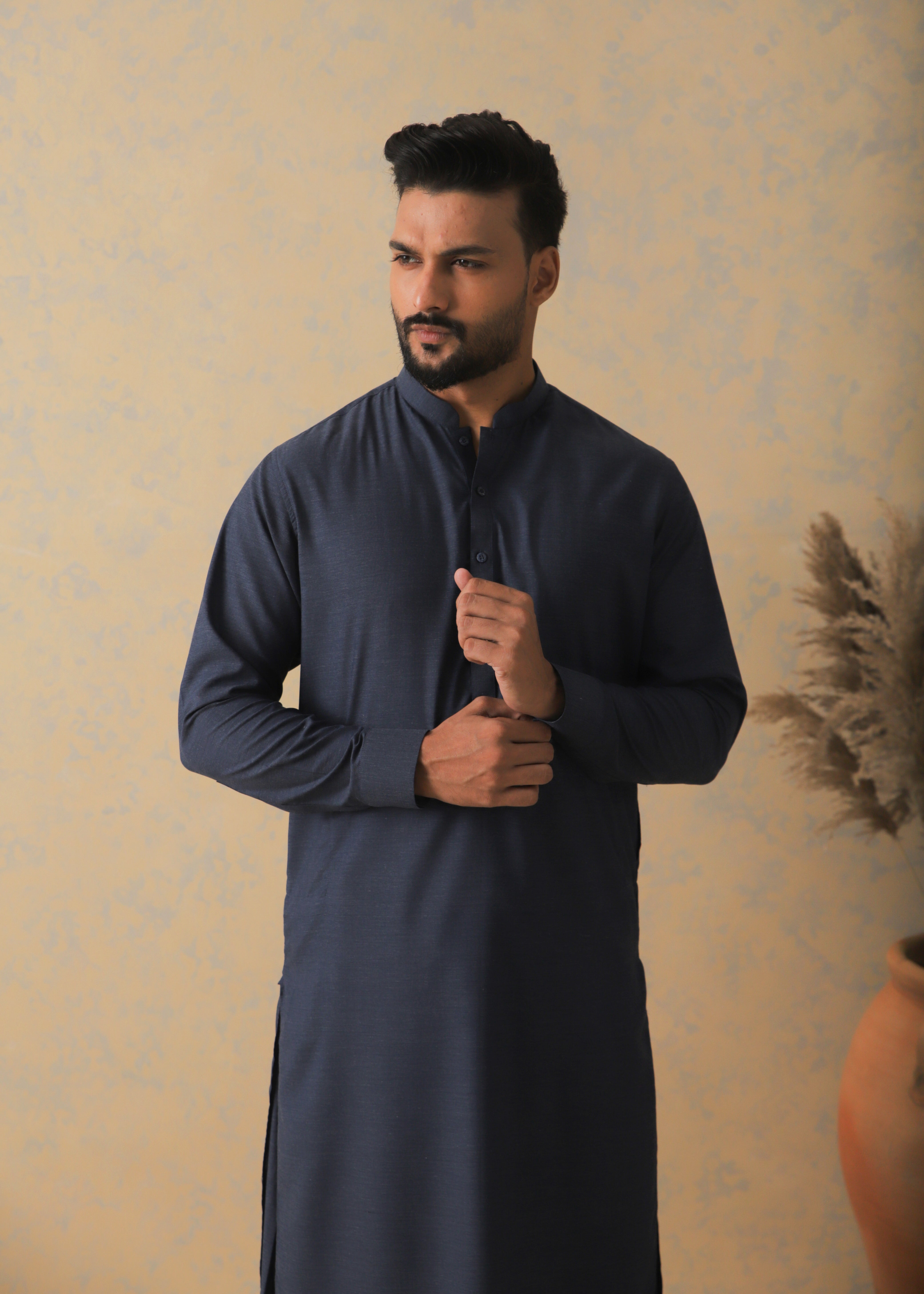 Royal Blue Two-Tone Kameez Shalwar