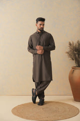 Coffee Brown Two-Tone Kameez Shalwar