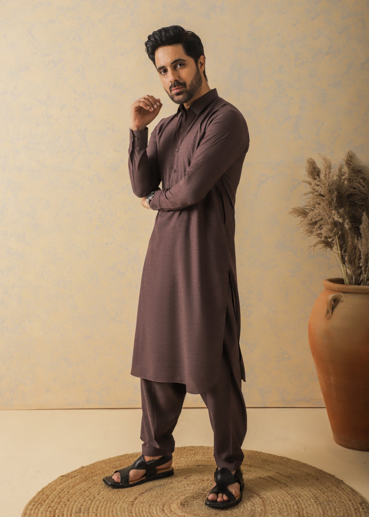 Maroon Two-Tone  Kameez Shalwar