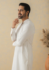 Optic White Self Textured Kurta Pajama