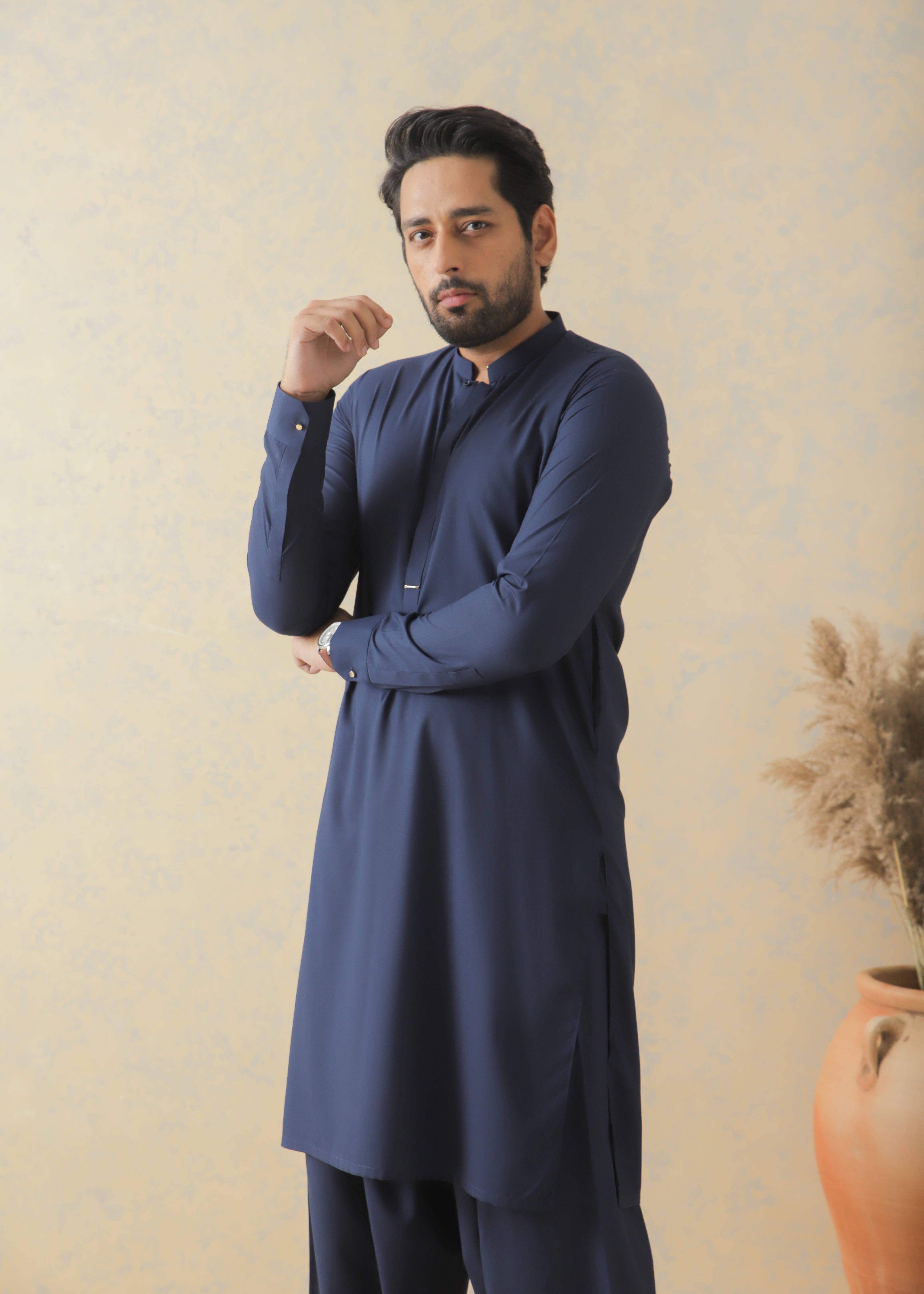 Navy Blue Kameez Shalwar