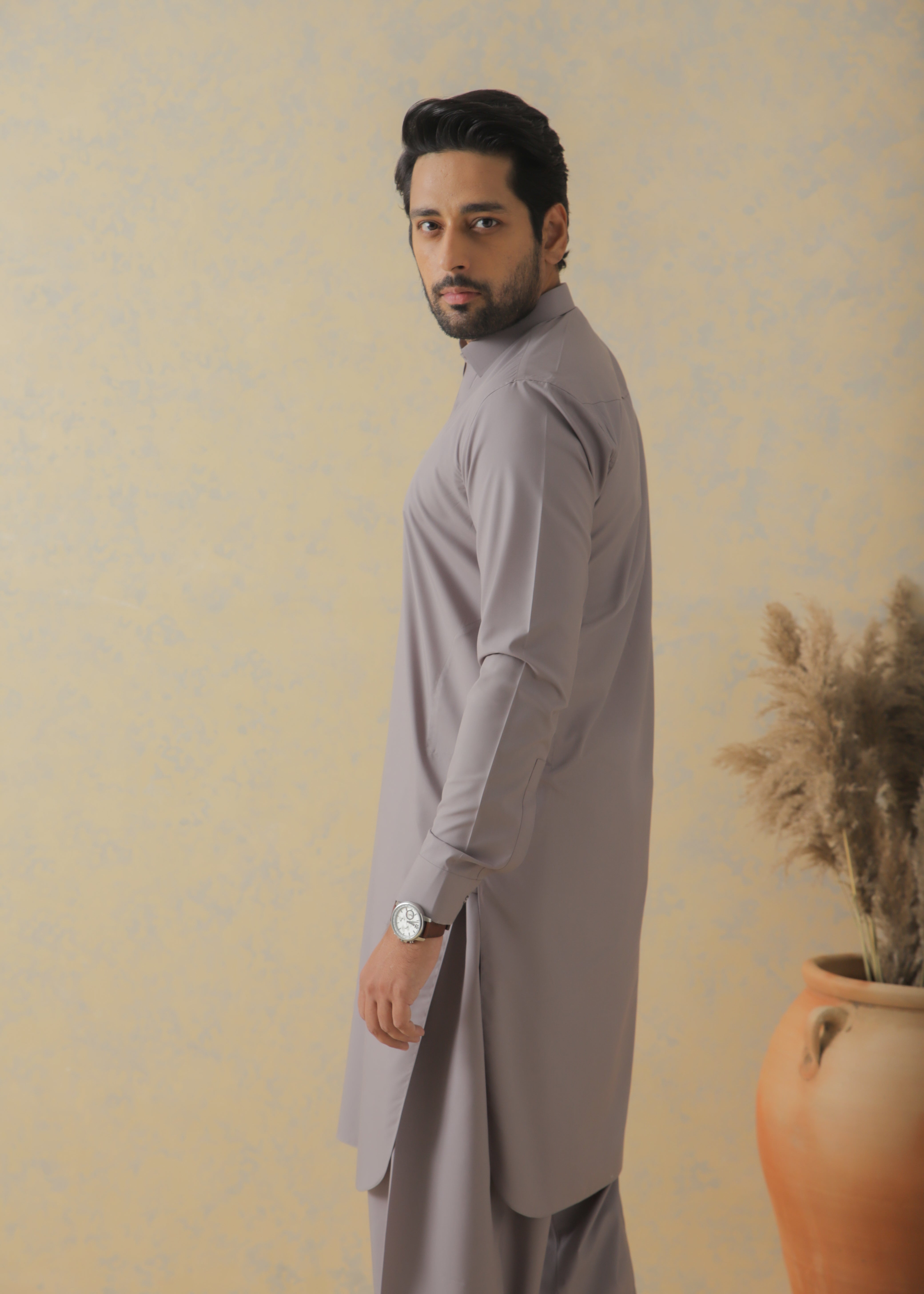 Smoke Gray Kameez Shalwar