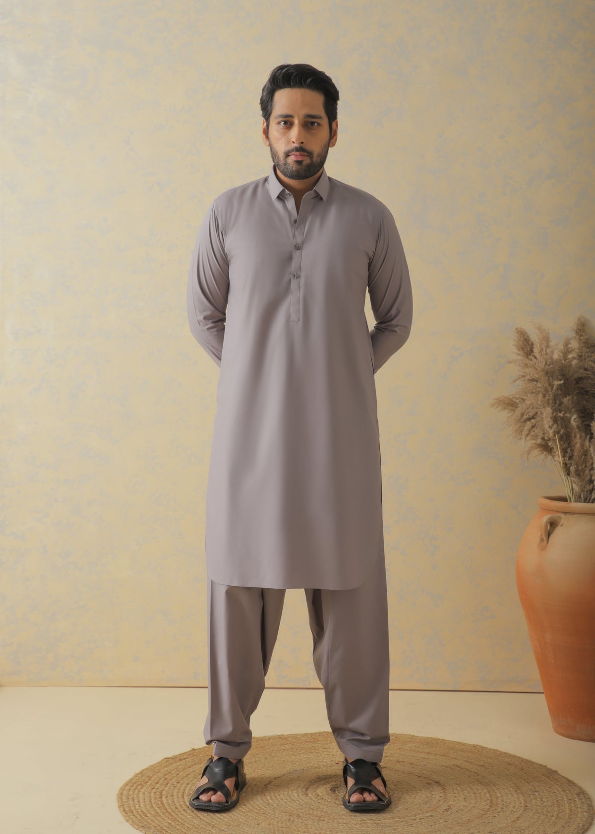 Smoke Gray Kameez Shalwar