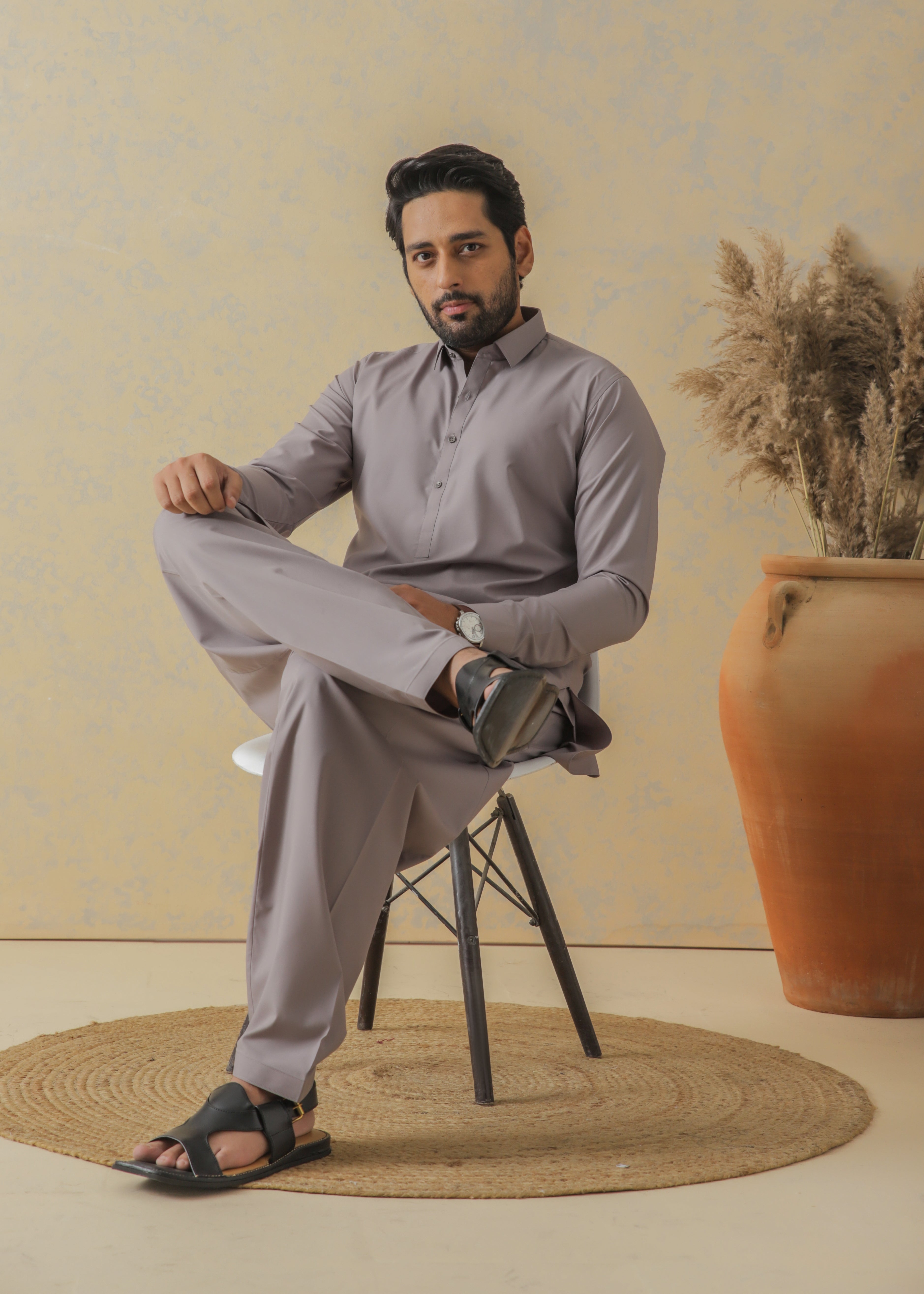 Smoke Gray Kameez Shalwar