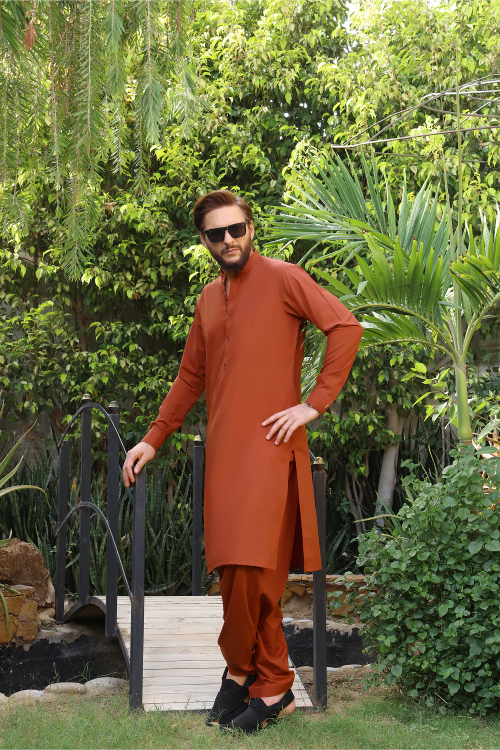 Copper Rust Blended Kameez Shalwar