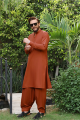 Copper Rust Blended Kameez Shalwar