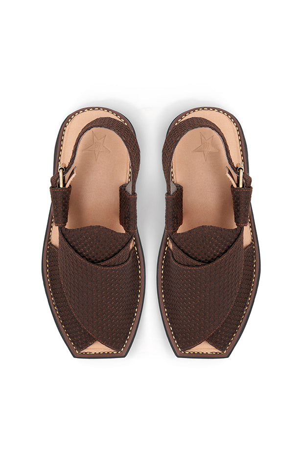 CLASSIC BROWN JACQUARD PESHAWARI CHAPPALS