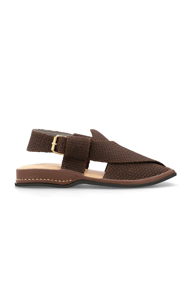 CLASSIC BROWN JACQUARD PESHAWARI CHAPPALS