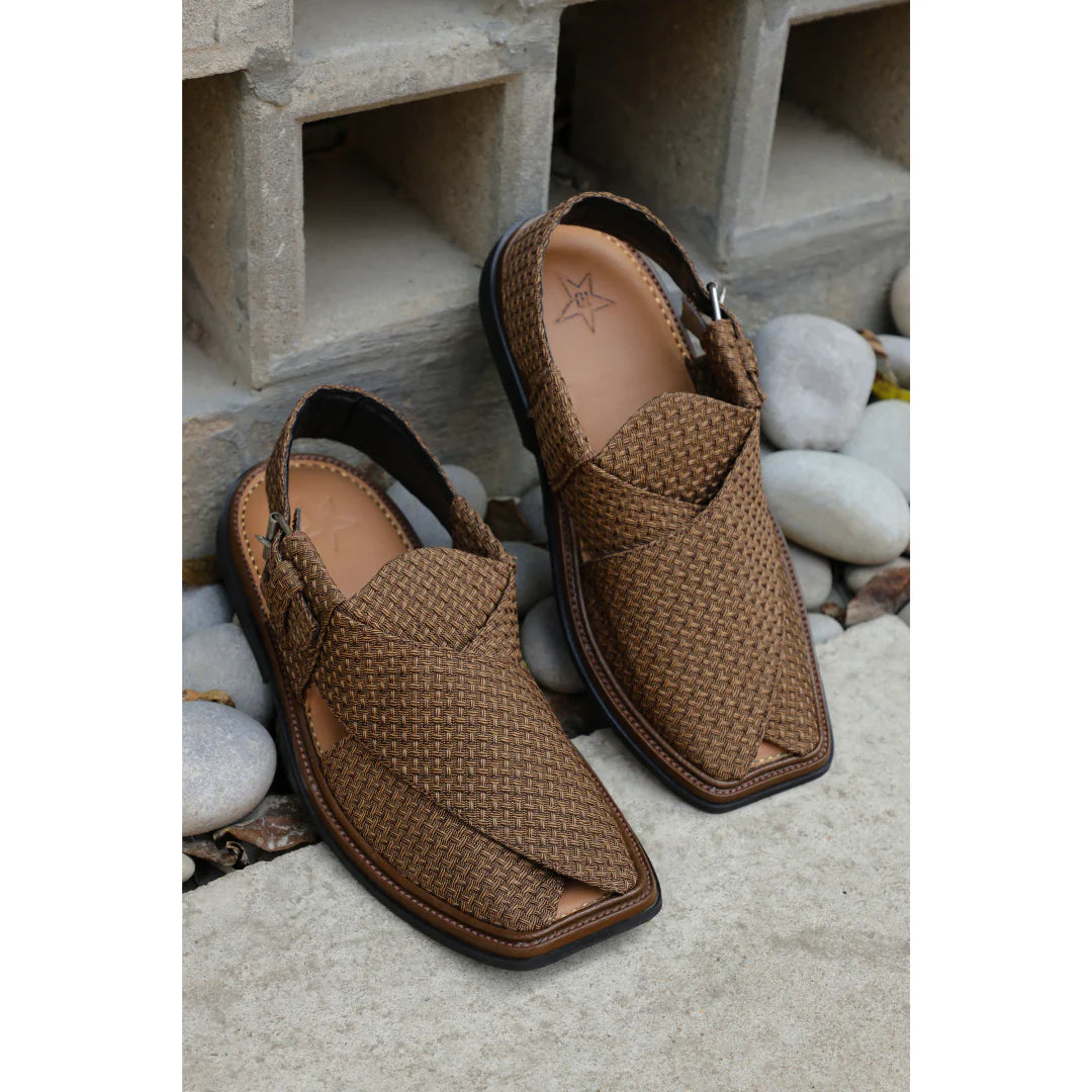 CLASSIC BROWN JACQUARD PESHAWARI CHAPPALS